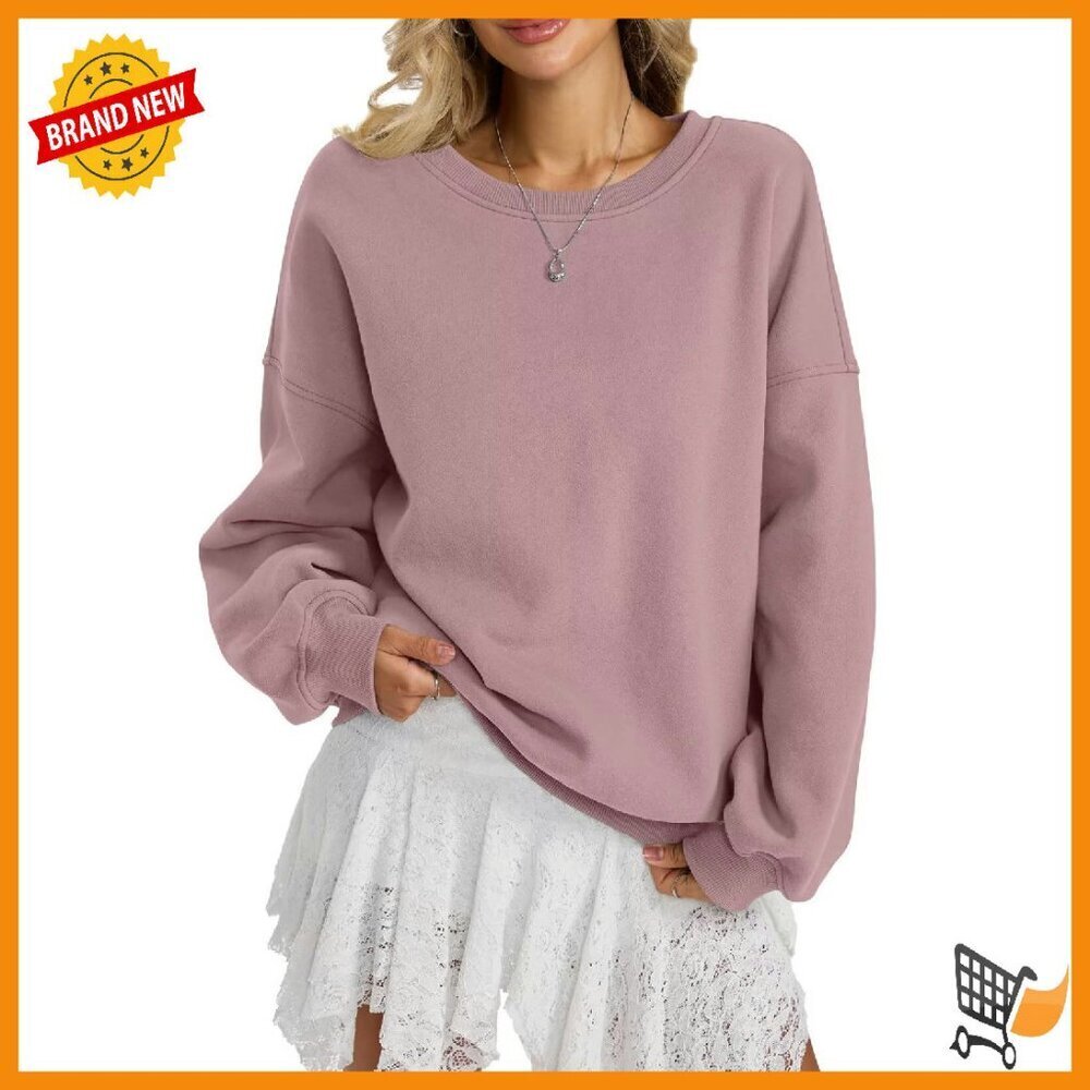 Oversized Fleece Crewneck Sweatshirt Women's Long Sleeve Pullover Cozy